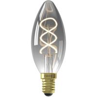 Leen Bakker - Calex LED Kaarslamp - Titaniumkleur - E14 - 4W - 136LM - Dimbaar - Glas - Grijs - H9.8 Cm