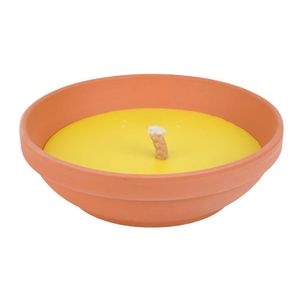 Citronella kaars in terracotta schaal - 2x - 23 cm - 15 branduren - citrusgeur