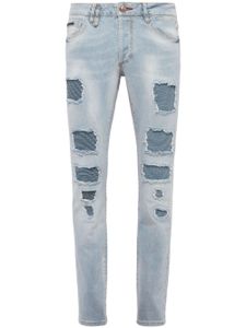 Philipp Plein jean skinny à effet usé - Bleu