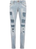 Philipp Plein jean skinny à effet usé - Bleu