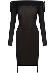 Dion Lee robe courte froncée à épaules dénudées - Noir