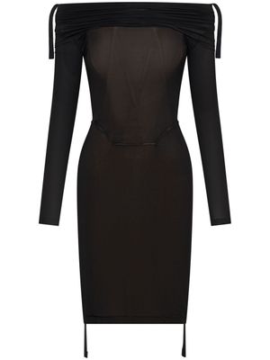 Dion Lee robe courte froncée à épaules dénudées - Noir