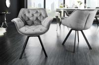 Bureaustoel THE DUTCH COMFORT grijs fluweel met armleuningen Modern Design - 44065