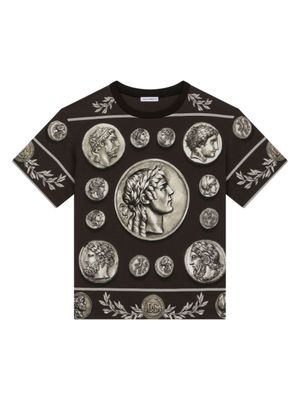 Dolce & Gabbana Kids t-shirt en coton à imprimé graphique - Marron