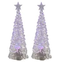 Verlichte piramide kerstboompjes - 2x st - acryl - 30 cm - color changing