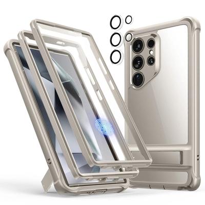 Galaxy S24 Ultra Armor Kickstand Case - Clear Grey