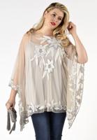 Yoek Tunic square flowers | Bruin | Maat L