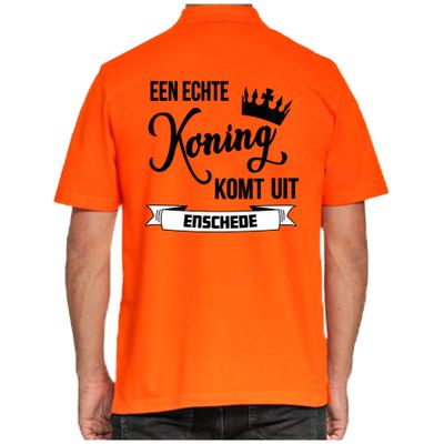 Oranje Koningsdag polo - echte Koning komt uit Enschede - heren shirt 2XL  -