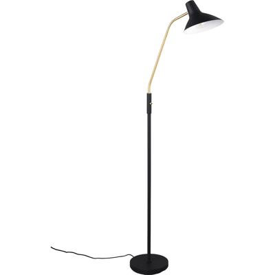 LED Vloerlamp - Trion Vellar - 1 Lichtpunt - E27 Fitting - Rond - Zwart Goud - Metaal
