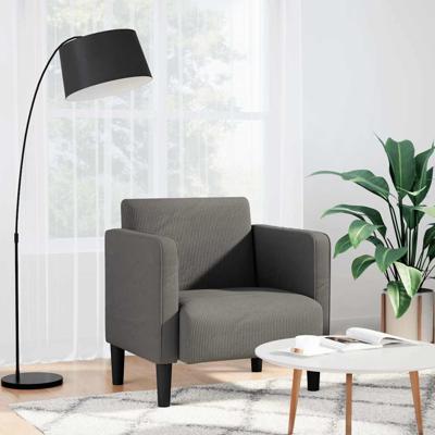 Fauteuil met armleuningen 54 cm corduroy stof lichtgrijs
