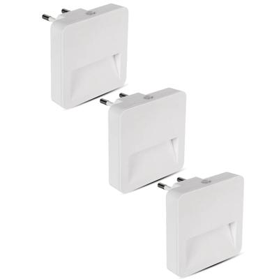 Set van 3 LED nachtlampen - Vierkant - Samsung LED chips - Daglichtsensor - 3000K warm wit - Stopcontact lamp - EU plug (eurostekker)