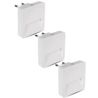 Set van 3 LED nachtlampen - Vierkant - Samsung LED chips - Daglichtsensor - 3000K warm wit - Stopcontact lamp - EU plug (eurostekker)