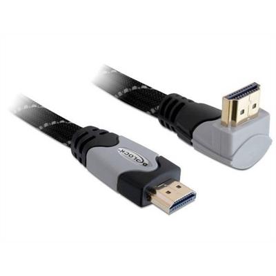 Delock 83077 HDMI-kabel HDMI Aansluitkabel HDMI-A-stekker 5 m Zwart, Grijs Rond, 4K UHD, Vergulde steekcontacten, Verdraaid