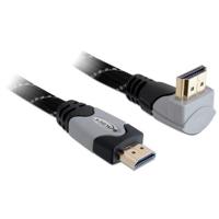 Delock 83077 HDMI-kabel HDMI Aansluitkabel HDMI-A-stekker 5 m Zwart, Grijs Rond, 4K UHD, Vergulde steekcontacten, Verdraaid