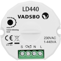 Vadsbo LED dimmer 400W LD440 Pulsdrukker bediening LED max 200VA minimumdimstand instelbaar