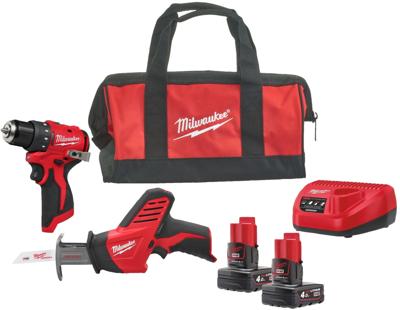 Milwaukee M12 BLPP2A-402B Accu-machineset 2-delig BLDDRC + HZ in tas | Incl. 2x 4,0Ah accu en lader - 4933499692