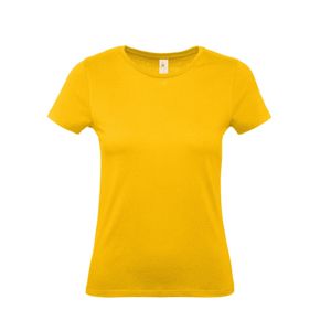 Geel basic t-shirt met ronde hals voor dames van katoen