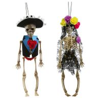 Horror/halloween decoratie skelet/geraamte poppen set - Day of the Dead - hangend - 40 cm