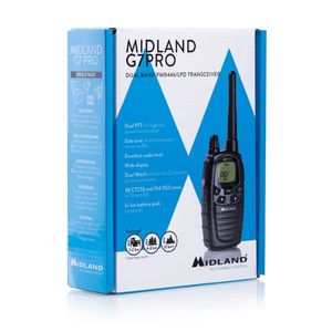 Midland G7 Pro Walkie Talkie twee-weg radio 69 kanalen 446.00625 - 446.09375 MHz Zwart