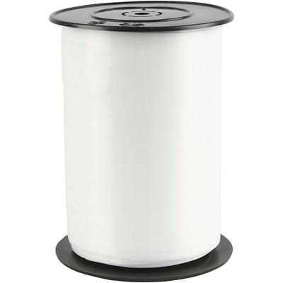 Creativ Company Cadeaulint, b: 10 mm, glossy, wit, 250 m/ 1 rol