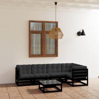 6-delige Loungeset met kussens massief grenenhout