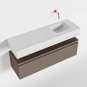 Toiletmeubel Mondiaz Andor | 100 cm | Meubelkleur Smoke | Lex vrijhangend wastafel Talc Rechts | Zonder kraangat