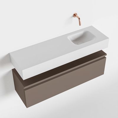 Toiletmeubel Mondiaz Andor | 100 cm | Meubelkleur Smoke | Lex vrijhangend wastafel Talc Rechts | Zonder kraangat