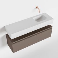 Toiletmeubel Mondiaz Andor | 100 cm | Meubelkleur Smoke | Lex vrijhangend wastafel Talc Rechts | Zonder kraangat