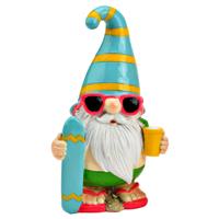 Wurm tuinkabouter - kunststeen - 17 x 11 cm - blauw/kleurrijk - tuinbeeld