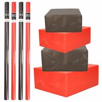8x Rollen kraft inpakpapier pakket zwart/rood Halloween/Kerst 20 x 70 cm