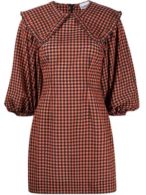 GANNI robe courte à carreaux - Orange