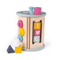 Bigjigs rollende activiteitenbox en vormenstoof van hout, 5dlg.