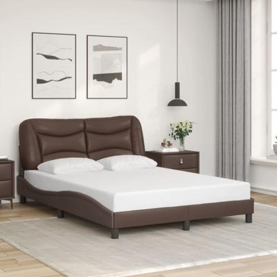 Bedframe met hoofdbord kunstleer bruin 140x190 cm