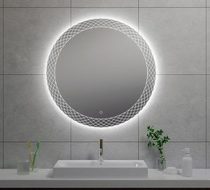 Badkamerspiegel Deco | 80 cm | Rond | Directe en indirecte LED verlichting | Touch button | Met verwarming