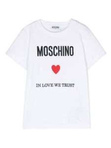 Moschino Kids t-shirt en coton à logo brodé - Blanc