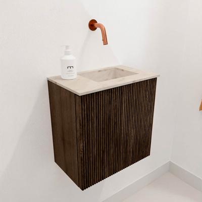 Toiletmeubel Mondiaz Joya Dlux | 40 cm | Meubelkleur Walnut | Faye wastafel Frappe Wasbak Rechts | Zonder kraangat(en)