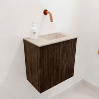 Toiletmeubel Mondiaz Joya Dlux | 40 cm | Meubelkleur Walnut | Faye wastafel Frappe Wasbak Rechts | Zonder kraangat(en)
