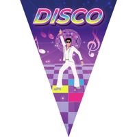 Disco thema vlaggetjes slinger/vlaggenlijn paars van 5 meter   - - thumbnail