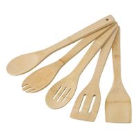 Keukengerei kooklepels spatelset - bamboe hout - 30 cm - 5-delig