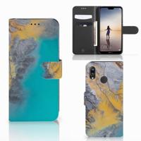 Huawei P20 Lite | Bookcase | Marble Blue Gold