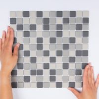 The Mosaic Factory London mozaïektegel - 30x30cm - wand en vloertegel - Vierkant - Porselein Grey, Dark Grey, Black Mat LO23MIX2 - thumbnail