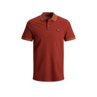 JACK & JONES CORE slim fit polo met contrastbies brique - thumbnail