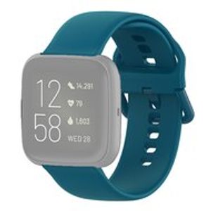 Fitbit Versa 1 / 2 & Lite siliconen sportbandje met gespsluiting - Blauw - Maat: Small