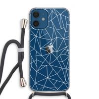 Geometrische lijnen wit: iPhone 12 Transparant Hoesje met koord