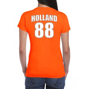 Oranje supporter t-shirt met rugnummer 88 - Holland / Nederland fan shirt voor dames