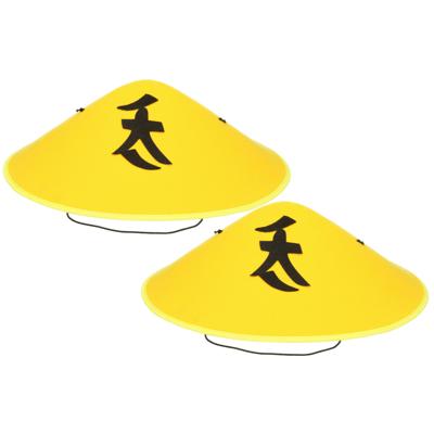 Funny Fashion Chinese Aziatische verkleedhoed - 2x - geel - vilt - carnaval - volwassenen