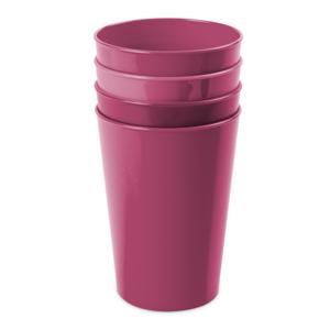 Onbreekbare drinkglazen - set 4x stuks - kunststof - fuchsia roze - 300 ml - camping/outdoor/kindere