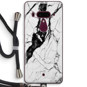 Witte marmer 2: HTC U12+ Transparant Hoesje met koord