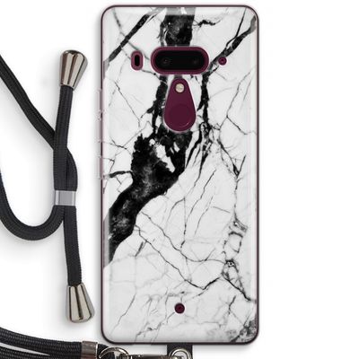 Witte marmer 2: HTC U12+ Transparant Hoesje met koord