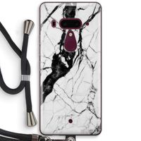 Witte marmer 2: HTC U12+ Transparant Hoesje met koord